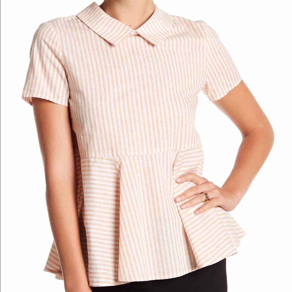 NWT After Market Collared Peplum Top - peach